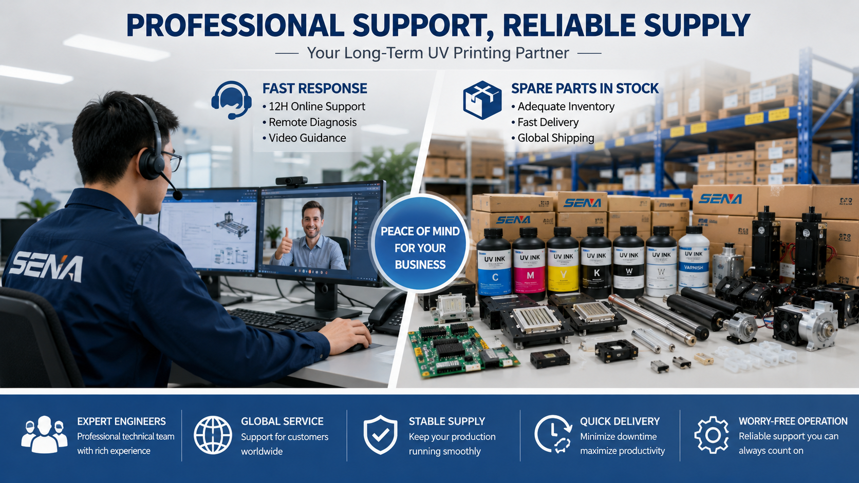 UV printer remote technical support and spare parts supply