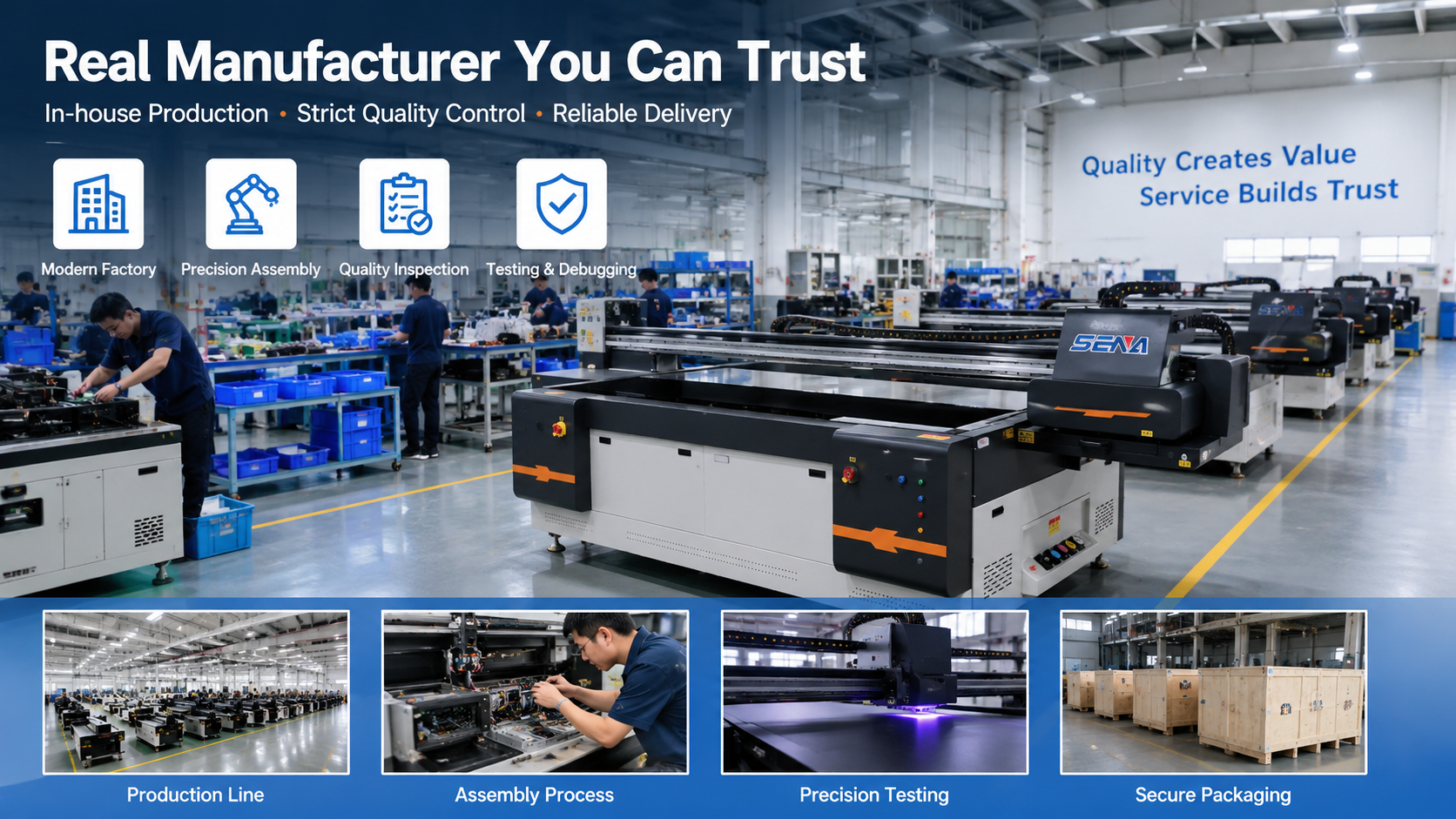 UV printer factory assembly and quality inspection process