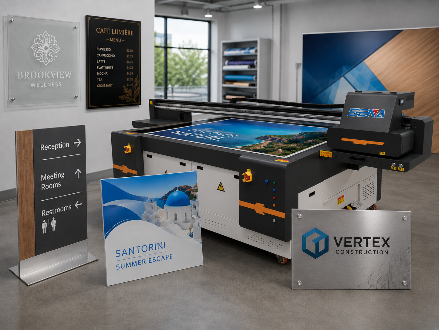 UV printer for signage printing acrylic PVC and metal display boards