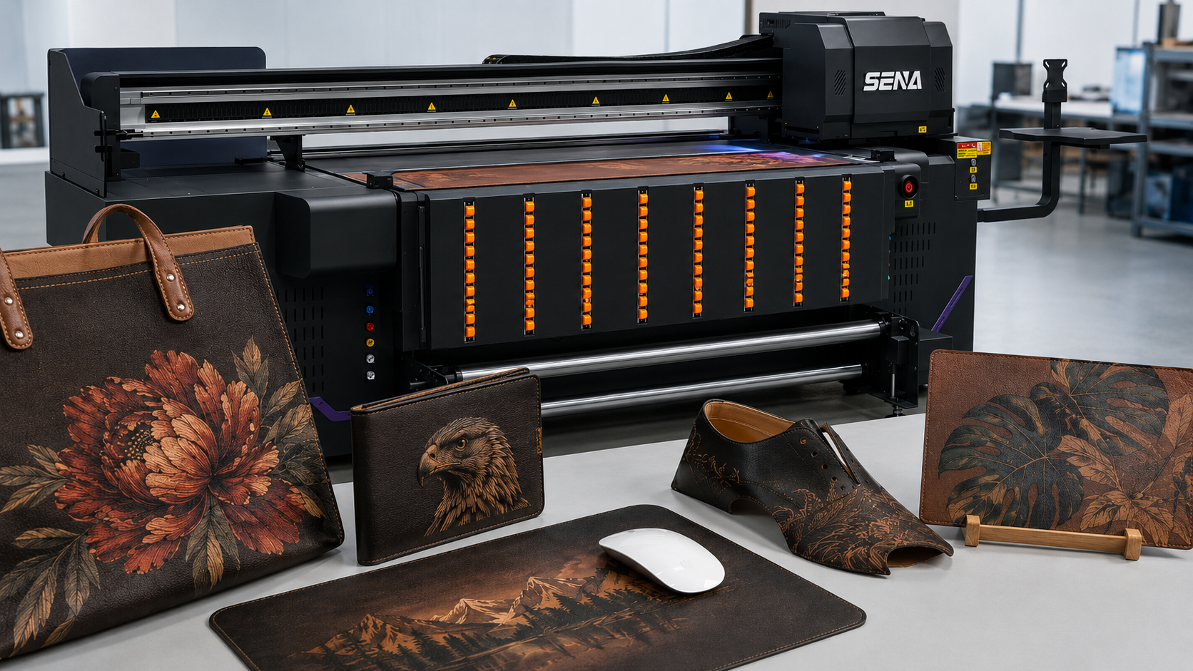 UV printing on leather with a flexible material printer