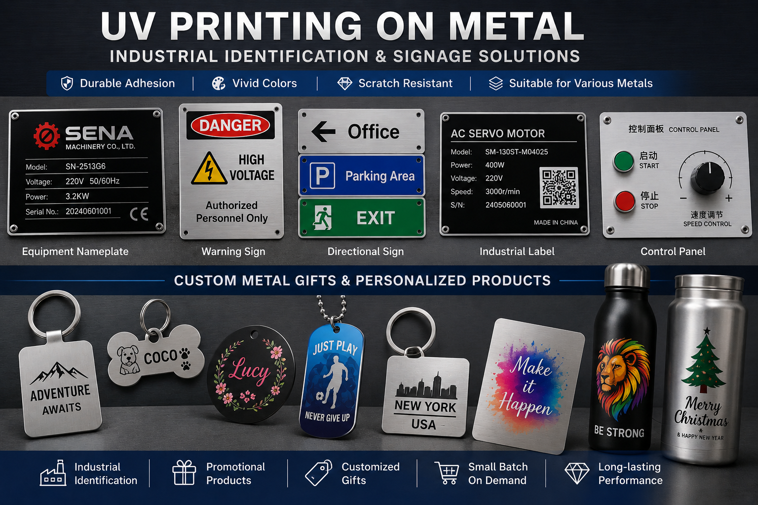 Custom Metal Products UV Printing Custom metal tags industrial signs and gifts printed by UV printer