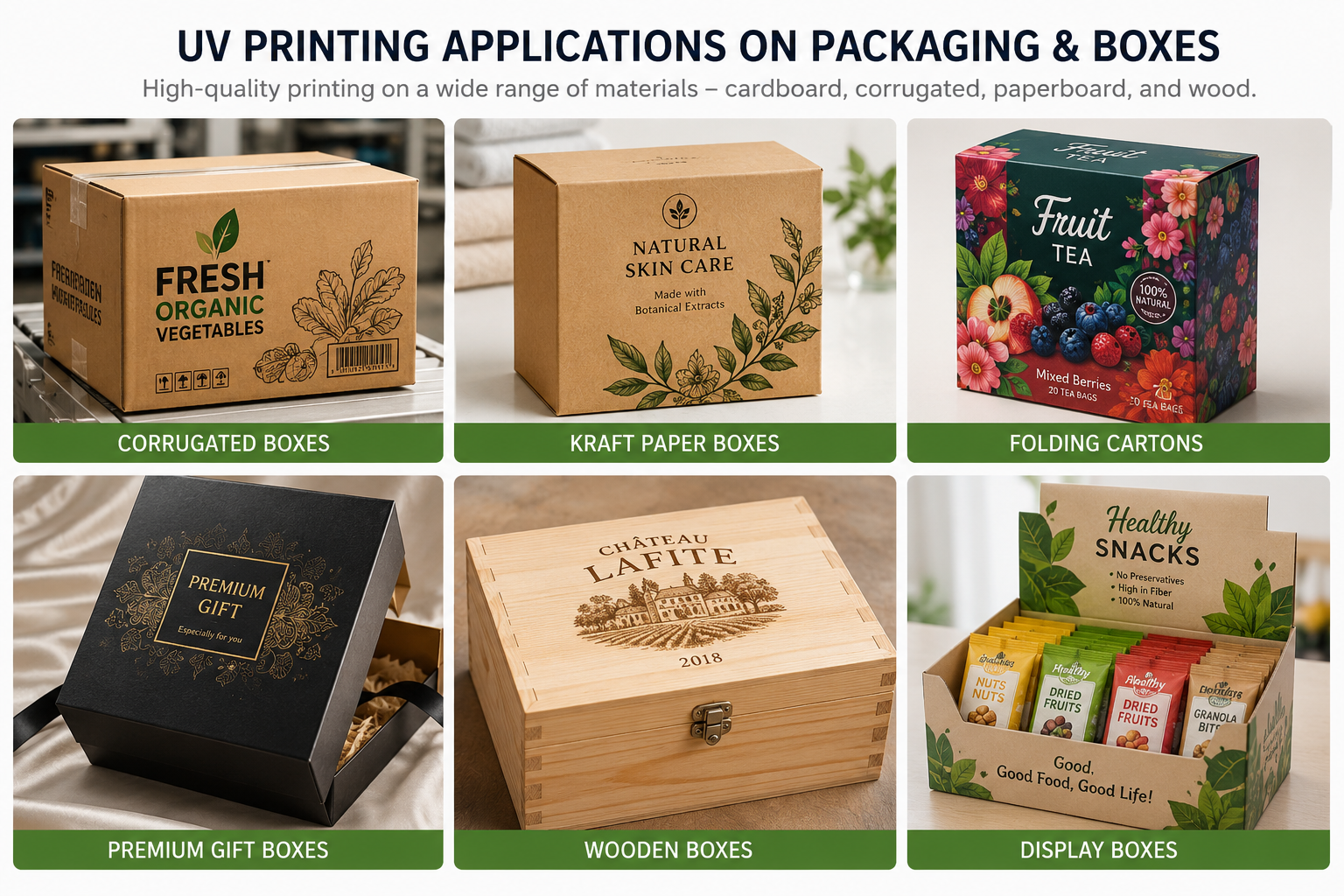 Custom Packaging Printer Applications Custom packaging printer applications for cardboard and wooden boxes