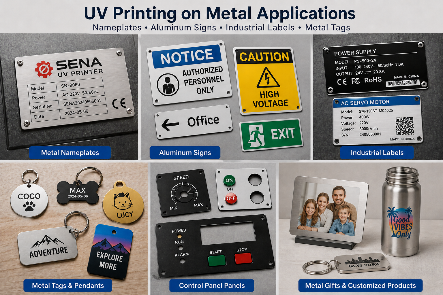 Metal Nameplate Printing Applications Metal nameplate printing aluminum signs industrial labels and metal tags