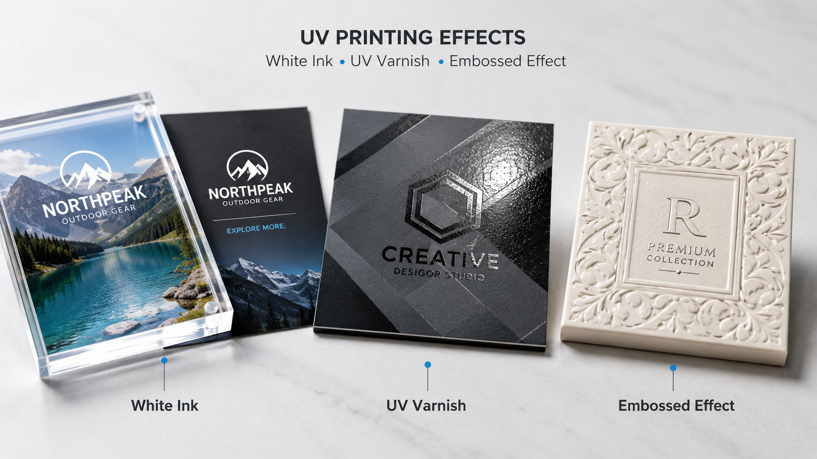 UV Printer White Ink, Varnish and Embossed Effects UV printer white ink varnish and embossed printing effects