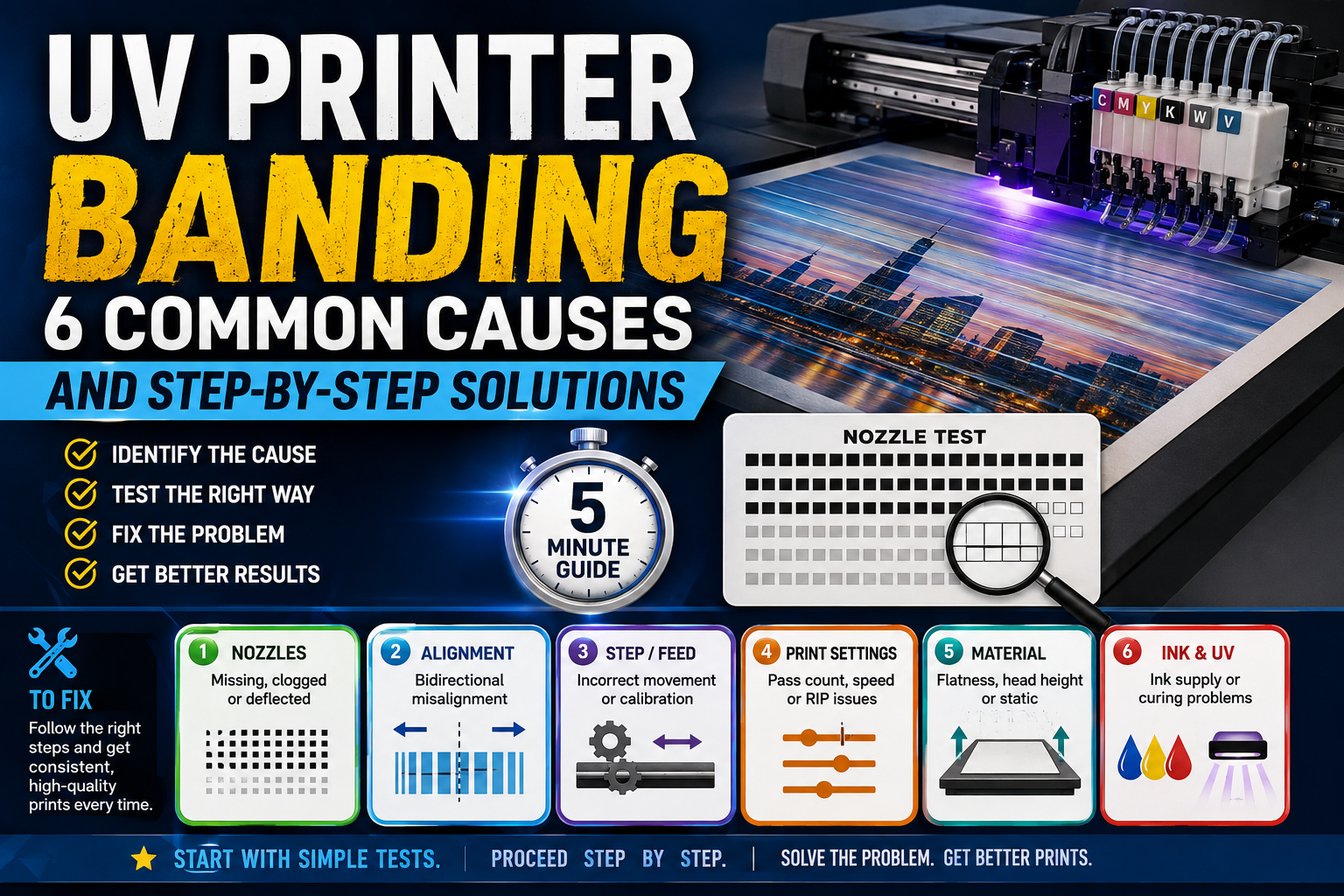 UV printer banding causes and troubleshooting guide