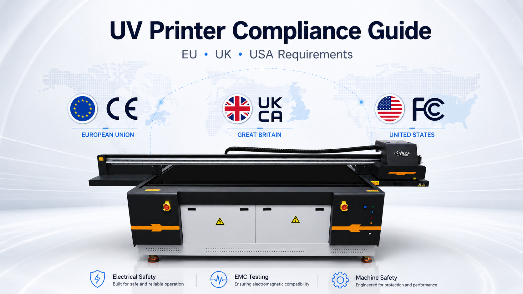 UV printer CE UKCA FCC compliance guide