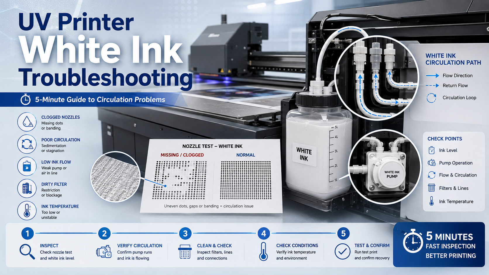 UV printer white ink troubleshooting guide