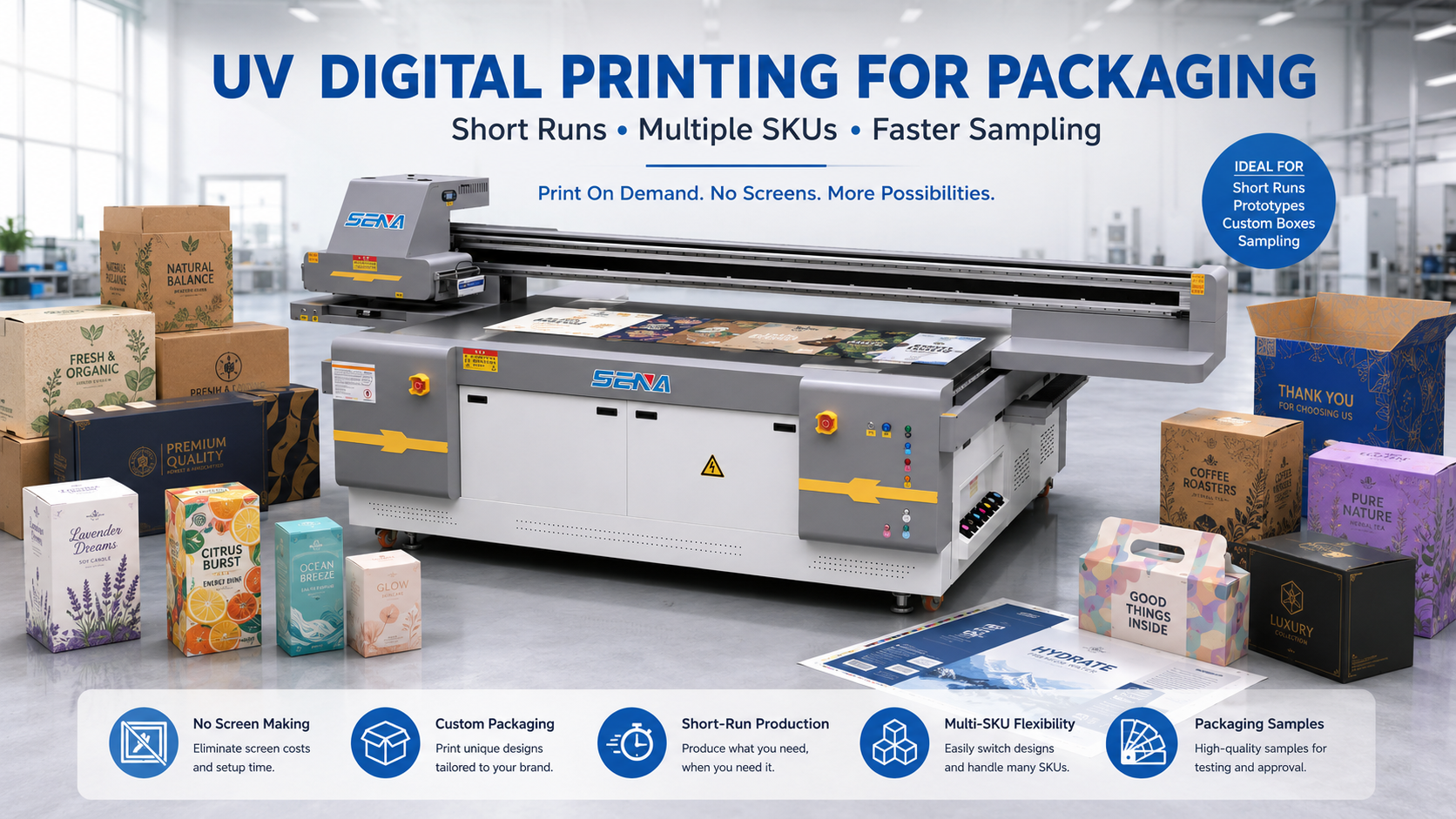 UV printing for packaging and short run custom packaging production