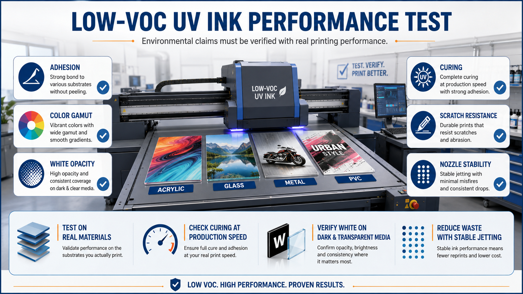 low VOC UV ink printing performance test