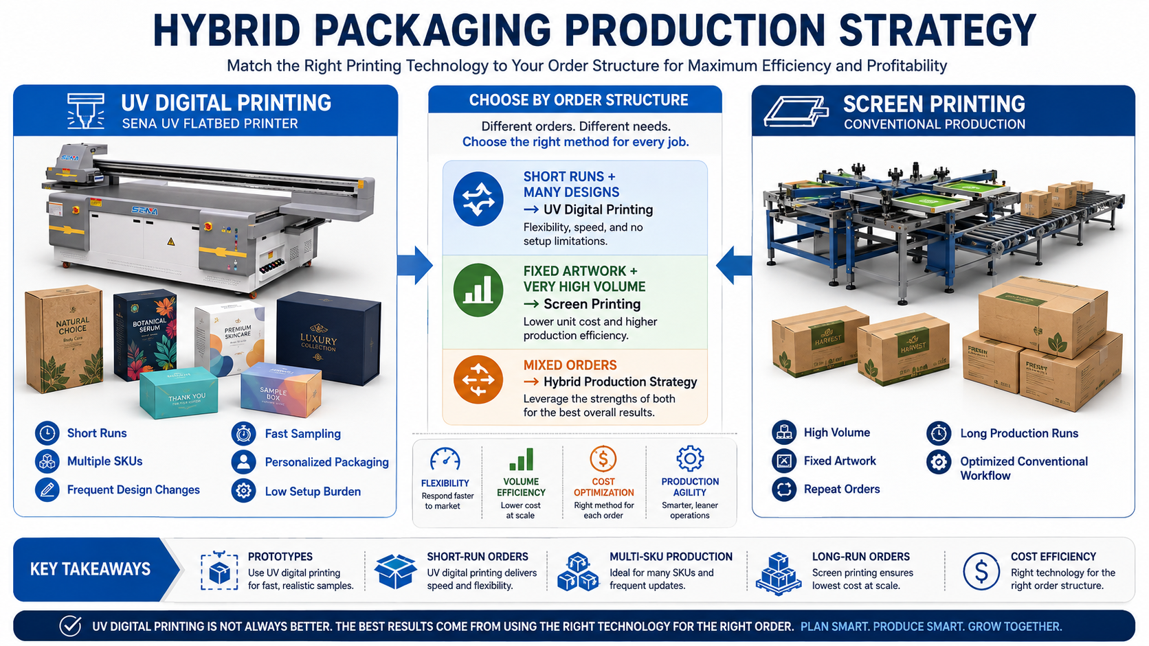 hybrid UV digital printing and screen printing strategy for packaging factories