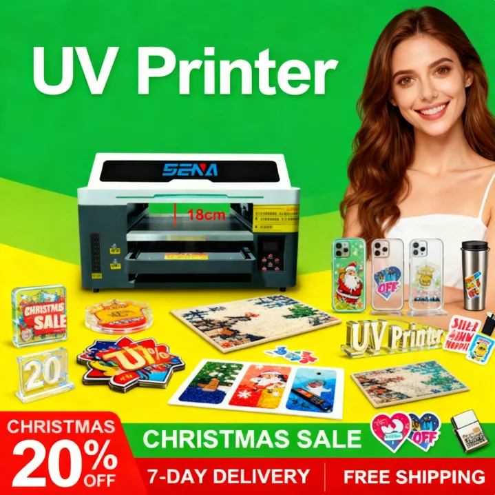 SENA UV flatbed printer producing vibrant graphics on an acrylic sign