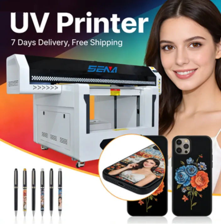 SENA UV flatbed printer using specialized UV ink to print on multiple materials