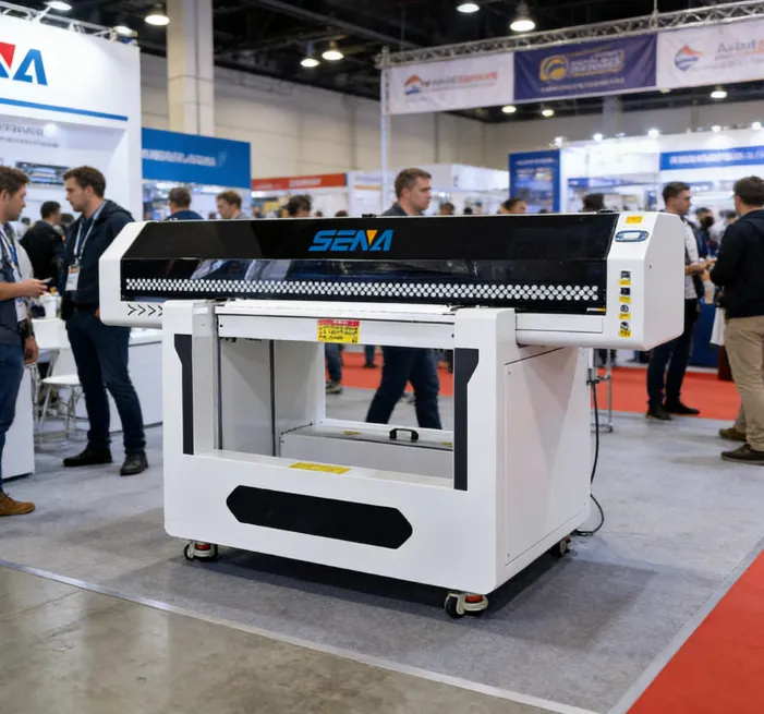 SENA UV flatbed printer using specialized UV ink to print on multiple materials