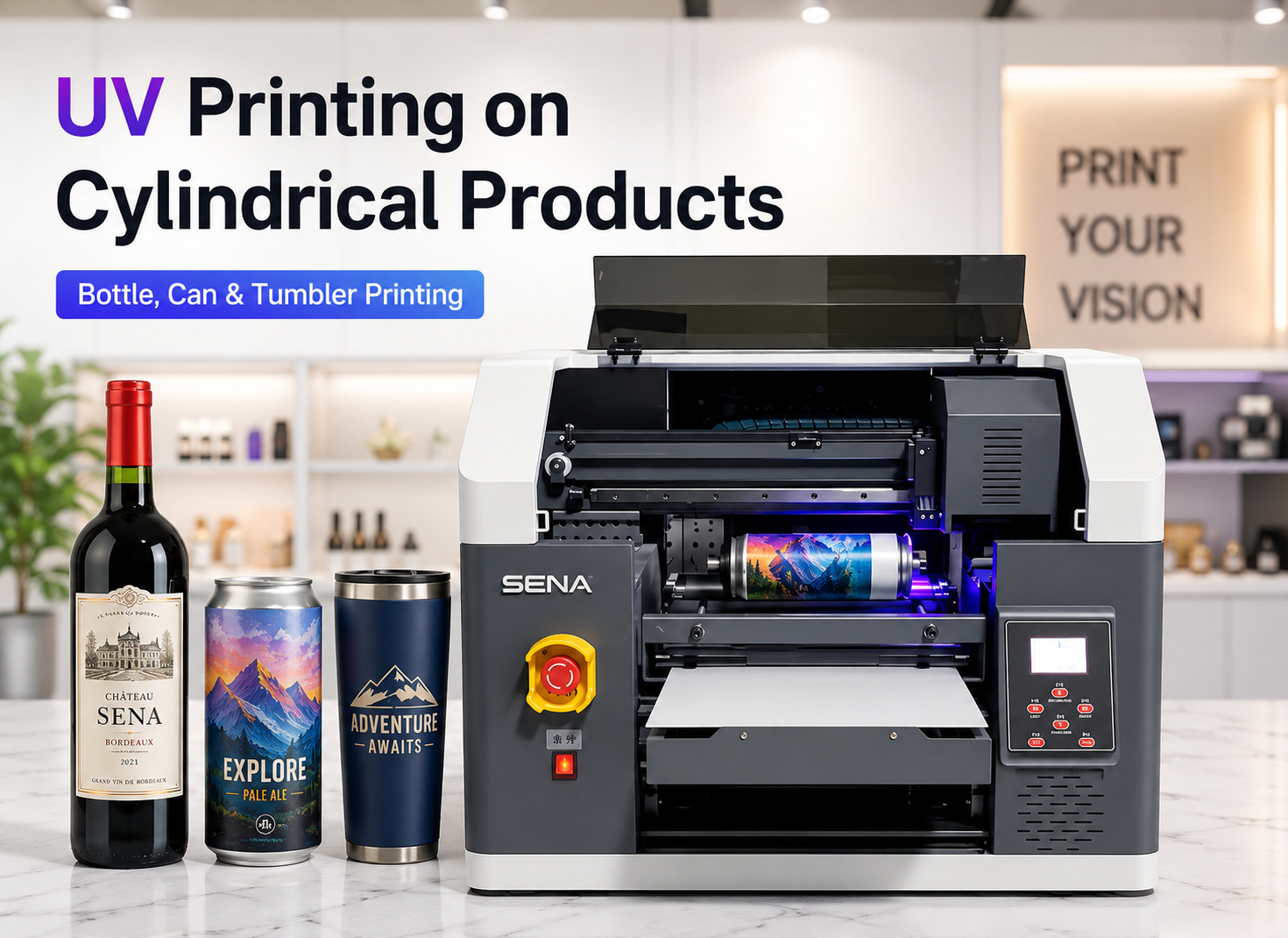 How to Print on Cylindrical Products with a UV Printer and Rotary Device